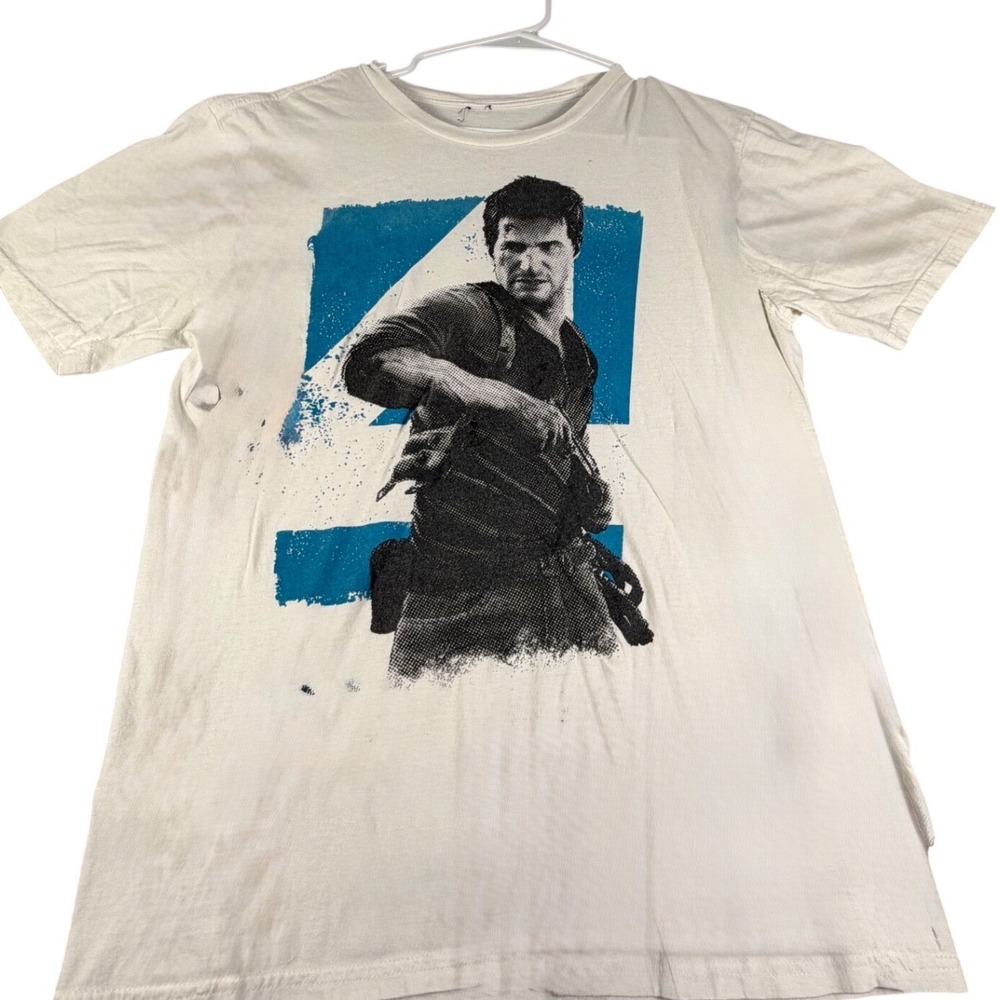 Uncharted 4 A Thiefs End Nathan Drake Promo T-Shirt White Men Small